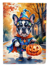 Load image into Gallery viewer, Black White French Bulldog Halloween Trick or Treat Garden Flag