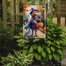 Load image into Gallery viewer, Goldendoodle Halloween Trick or Treat Garden Flag