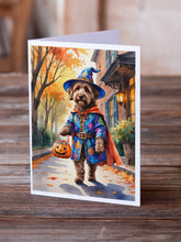 Load image into Gallery viewer, Chocolate Labradoodle Halloween Trick or Treat Greeting Cards Pack of 8