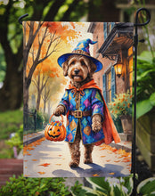 Load image into Gallery viewer, Chocolate Labradoodle Halloween Trick or Treat Garden Flag