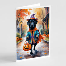 Load image into Gallery viewer, Black Labrador Retriever Halloween Trick or Treat Greeting Cards Pack of 8
