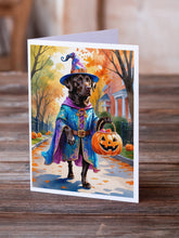 Load image into Gallery viewer, Chocolate Labrador Retriever Halloween Trick or Treat Greeting Cards Pack of 8
