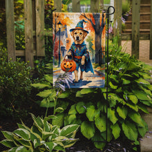 Load image into Gallery viewer, Yellow Labrador Retriever Halloween Trick or Treat Garden Flag