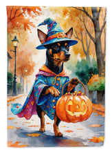 Load image into Gallery viewer, Miniature Pinscher Halloween Trick or Treat House Flag