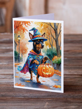 Load image into Gallery viewer, Miniature Pinscher Halloween Trick or Treat Greeting Cards Pack of 8