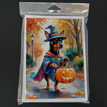 Load image into Gallery viewer, Miniature Pinscher Halloween Trick or Treat Greeting Cards Pack of 8