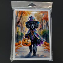 Load image into Gallery viewer, Black Poodle Halloween Trick or Treat Greeting Cards Pack of 8