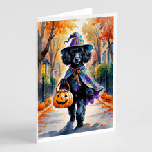 Load image into Gallery viewer, Black Poodle Halloween Trick or Treat Greeting Cards Pack of 8