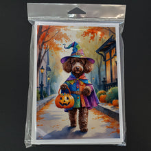 Load image into Gallery viewer, Chocolate Poodle Halloween Trick or Treat Greeting Cards Pack of 8