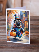 Load image into Gallery viewer, Pug Halloween Trick or Treat Greeting Cards Pack of 8