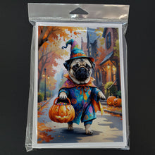 Load image into Gallery viewer, Pug Halloween Trick or Treat Greeting Cards Pack of 8