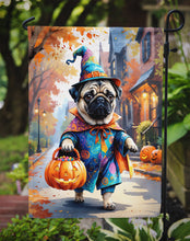 Load image into Gallery viewer, Pug Halloween Trick or Treat Garden Flag