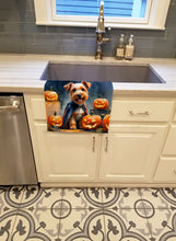 Load image into Gallery viewer, Airedale Terrier Puppy Halloween Kitchen Towel