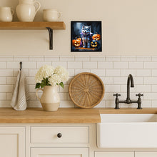 Load image into Gallery viewer, Alaskan Malamute Puppy Halloween Framed Metal Print