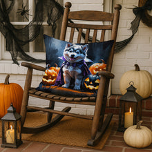 Load image into Gallery viewer, Alaskan Malamute Puppy Halloween Throw Pillow