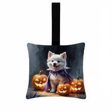 Load image into Gallery viewer, American Eskimo Puppy Halloween Mini Hanging Pillow Ornament 3.5 × 3.5