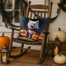 Load image into Gallery viewer, American Eskimo Puppy Halloween Throw Pillow