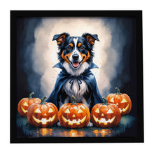 Load image into Gallery viewer, Australian Shepherd Puppy Halloween Framed Metal Print