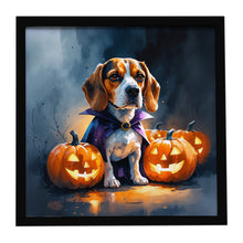 Load image into Gallery viewer, Beagle Puppy Halloween Framed Metal Print