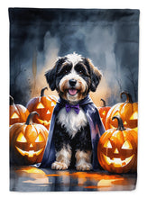 Load image into Gallery viewer, Bernedoodle Puppy Halloween House Flag