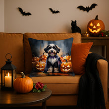 Load image into Gallery viewer, Bernedoodle Puppy Halloween Throw Pillow