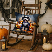 Load image into Gallery viewer, Bernedoodle Puppy Halloween Throw Pillow