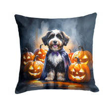 Load image into Gallery viewer, Bernedoodle Puppy Halloween Throw Pillow
