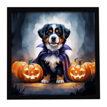 Load image into Gallery viewer, Bernese Mountain Dog Puppy Halloween Framed Metal Print