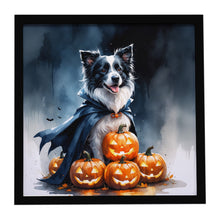 Load image into Gallery viewer, Border Collie Puppy Halloween Framed Metal Print