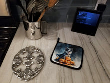 Load image into Gallery viewer, Border Collie Puppy Halloween Pair of Pot Holders