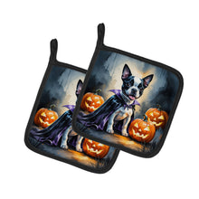 Load image into Gallery viewer, Boston Terrier Puppy Halloween Pair of Pot Holders