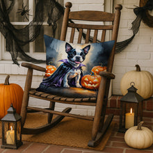 Load image into Gallery viewer, Boston Terrier Puppy Halloween Throw Pillow