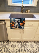 Load image into Gallery viewer, White Boxer Puppy Halloween Kitchen Towel