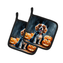 Load image into Gallery viewer, Cavalier Spaniel Puppy Halloween Pair of Pot Holders