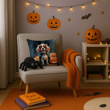 Load image into Gallery viewer, Cavalier Spaniel Puppy Halloween Throw Pillow