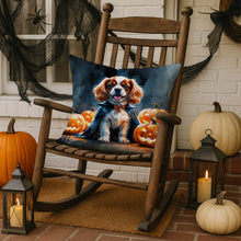 Load image into Gallery viewer, Cavalier Spaniel Puppy Halloween Throw Pillow