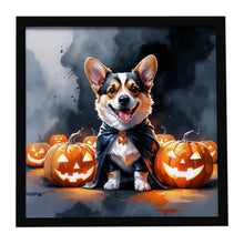 Load image into Gallery viewer, Corgi Puppy Halloween Framed Metal Print