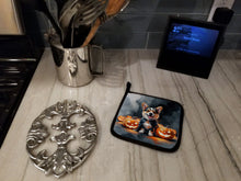 Load image into Gallery viewer, Corgi Puppy Halloween Pair of Pot Holders