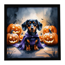 Load image into Gallery viewer, Dachshund Puppy Halloween Framed Metal Print