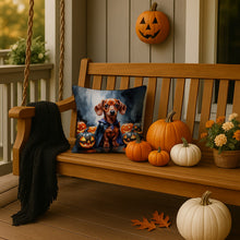 Load image into Gallery viewer, Red Dachshund Puppy Halloween Throw Pillow