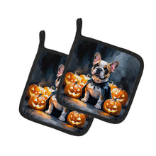 Load image into Gallery viewer, French Bulldog Puppy Halloween Pair of Pot Holders