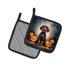 Load image into Gallery viewer, German Wirehaired Pointer Puppy Halloween Pair of Pot Holders