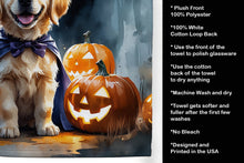 Load image into Gallery viewer, Golden Retriever Puppy Halloween Kitchen Towel