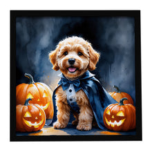 Load image into Gallery viewer, Goldendoodle Puppy Halloween Framed Metal Print