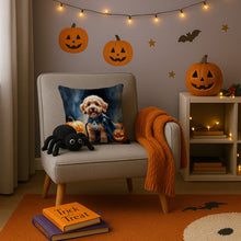 Load image into Gallery viewer, Goldendoodle Puppy Halloween Throw Pillow