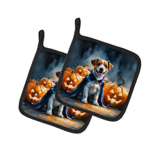 Load image into Gallery viewer, Jack Russell Terrier Puppy Halloween Pair of Pot Holders