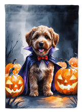 Load image into Gallery viewer, Chocolate Labradoodle Puppy Halloween Garden Flag