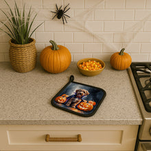 Load image into Gallery viewer, Chocolate Labradoodle Puppy Halloween Pair of Pot Holders