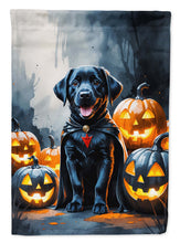 Load image into Gallery viewer, Black Labrador Retriever Puppy Halloween Garden Flag