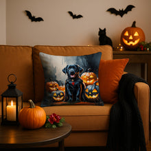 Load image into Gallery viewer, Black Labrador Retriever Puppy Halloween Throw Pillow